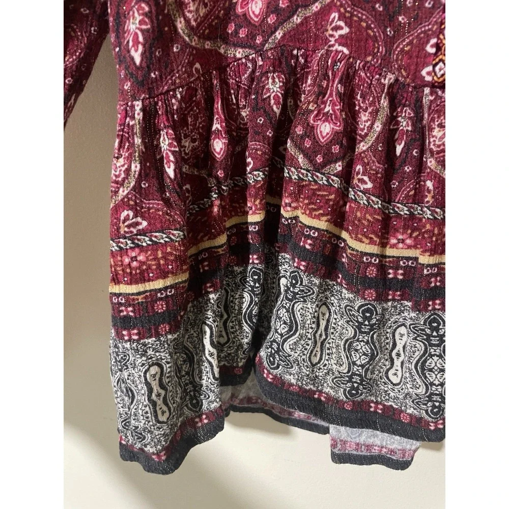 Vintage Embroidered Velvet Inlay Boho Whimsigoth Peasant Top Medium - Picture 5 of 7